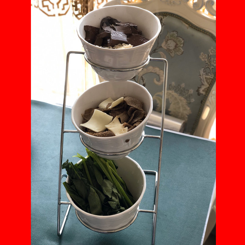 三层食物自助餐台餐厅器皿火锅店商用调料蘸料斜口展示架子碗缸盒