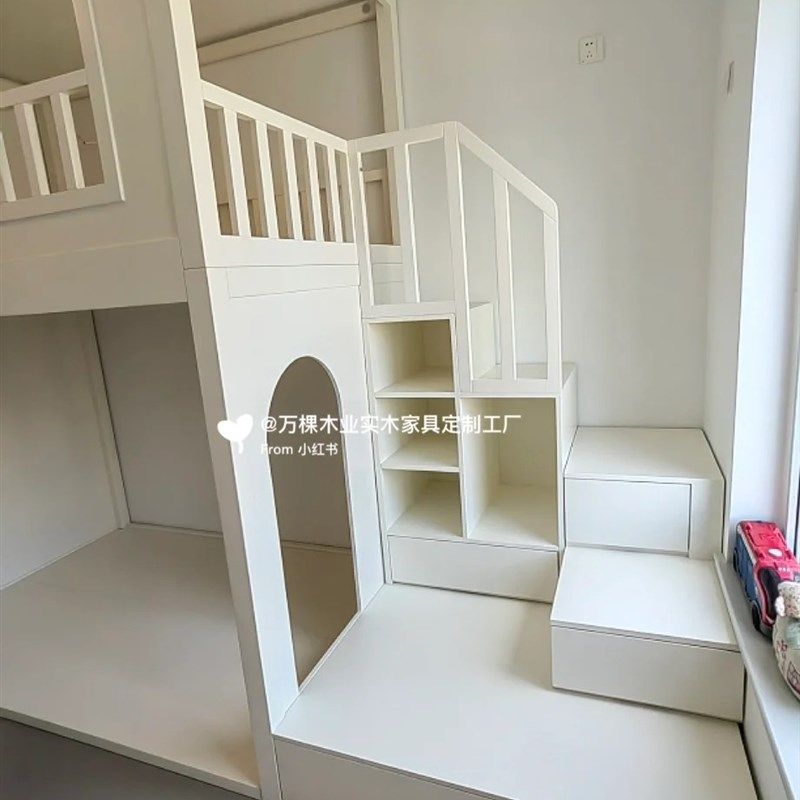 定制小户型实木床树屋公主床简约儿童架床上床下书桌衣柜组合床