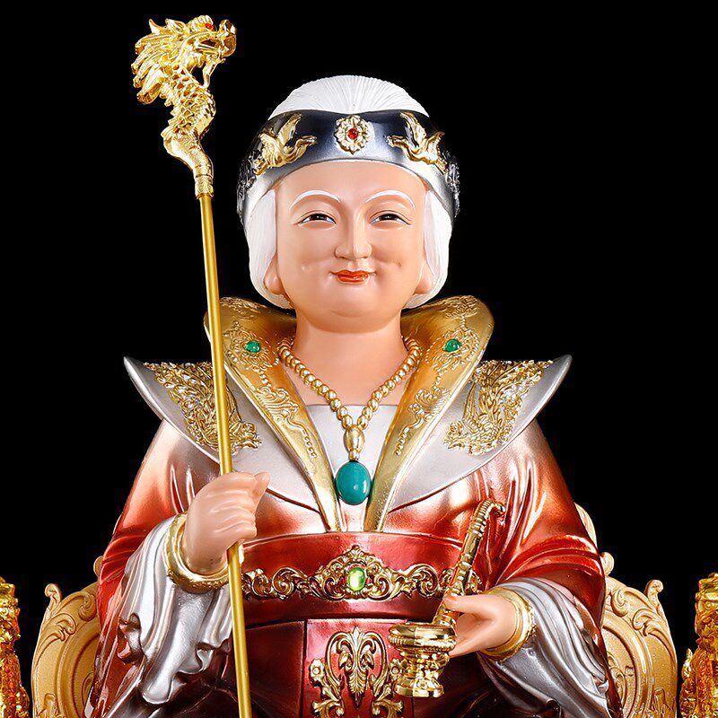 新款坐龙椅仿铜彩黑妈妈像黑老太像黑老太太神像黑奶奶像居家摆件