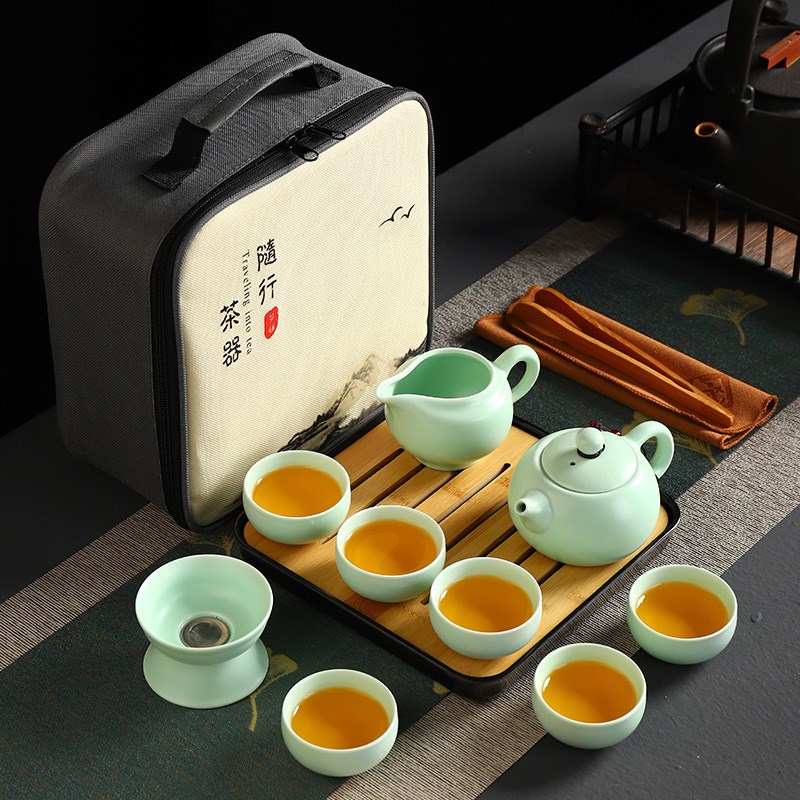 旅行茶具套装一壶四杯六杯便携式收纳包出差旅游便携迷你简约陶瓷