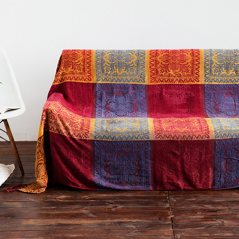 欧式沙发巾布艺雪尼尔沙发垫防滑沙发布少数民族沙发罩盖毯子布艺