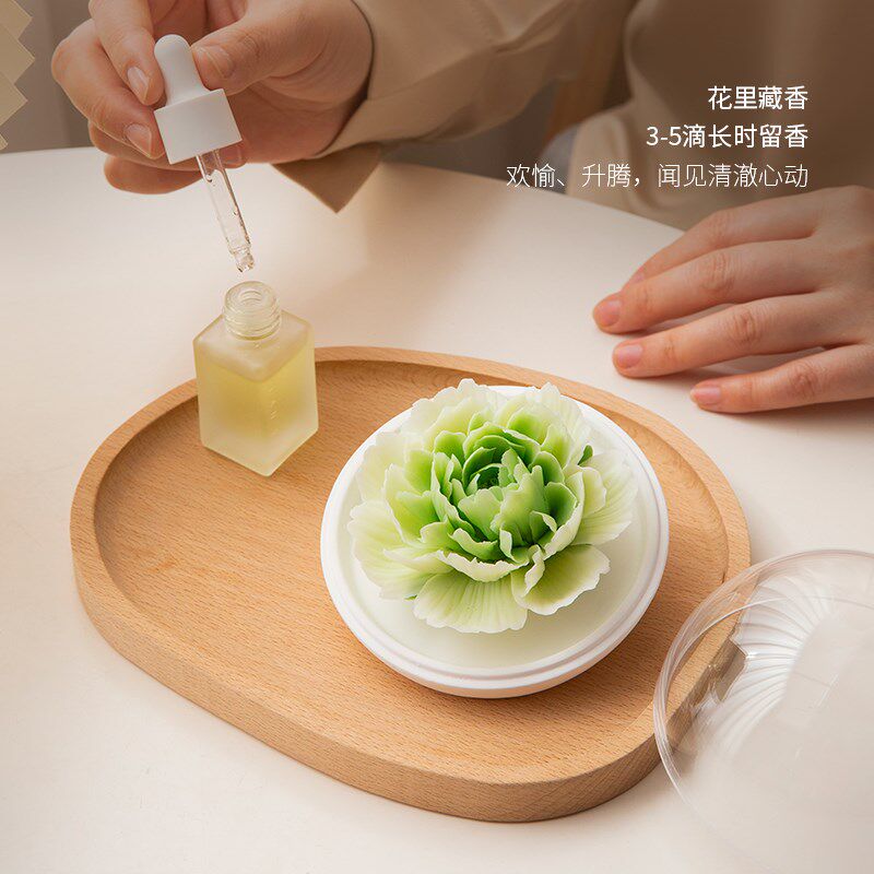 无火家用室内香薰持久留香手捏牡丹陶瓷花创意增香摆件香氛扩香器
