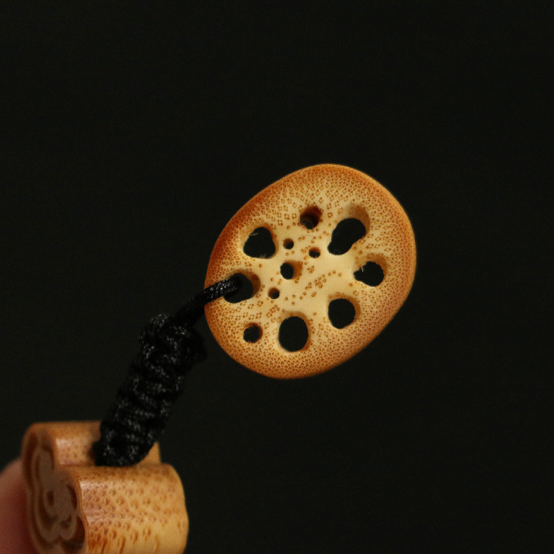 天然实心竹老料纯手工精工雕刻手机要是挂件文玩把件竹雕工艺品