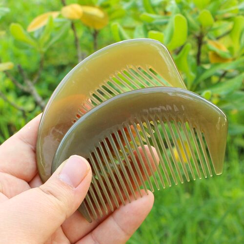 天然白牛角梳子按摩便携包包旅行口袋密齿梳防静电 长9.5~9.8厘米