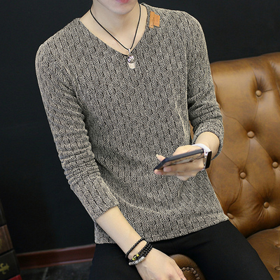 毛衣男保暖衣服2021新款秋冬大码V领打底衫加绒线衣冬季加厚上衣