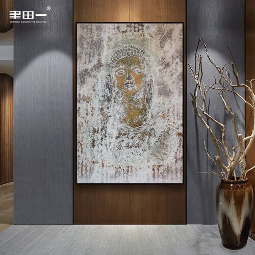 客厅玄关供奉释迦牟尼佛像装饰画禅意大气走廊过道壁画如来佛挂画