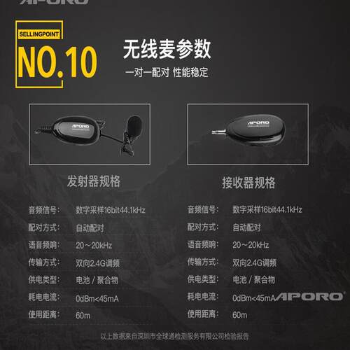 APORO 2.4G领夹式无线麦克风教学主持演出话筒便携式扩音器耳麦