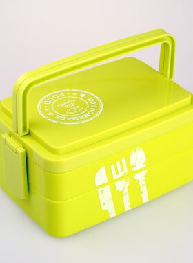 日式创意提手学生饭盒三层微波炉便当盒餐盒午餐塑料大容量