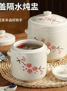 炖盅隔水炖家用双盖家用陶瓷炖汤盅汤瓦罐炖罐燕窝专用蒸蛋小汤盅