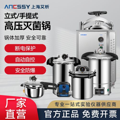 艾析手提立式高温灭菌锅实验室小型蒸汽高压杀菌器不锈钢消毒锅