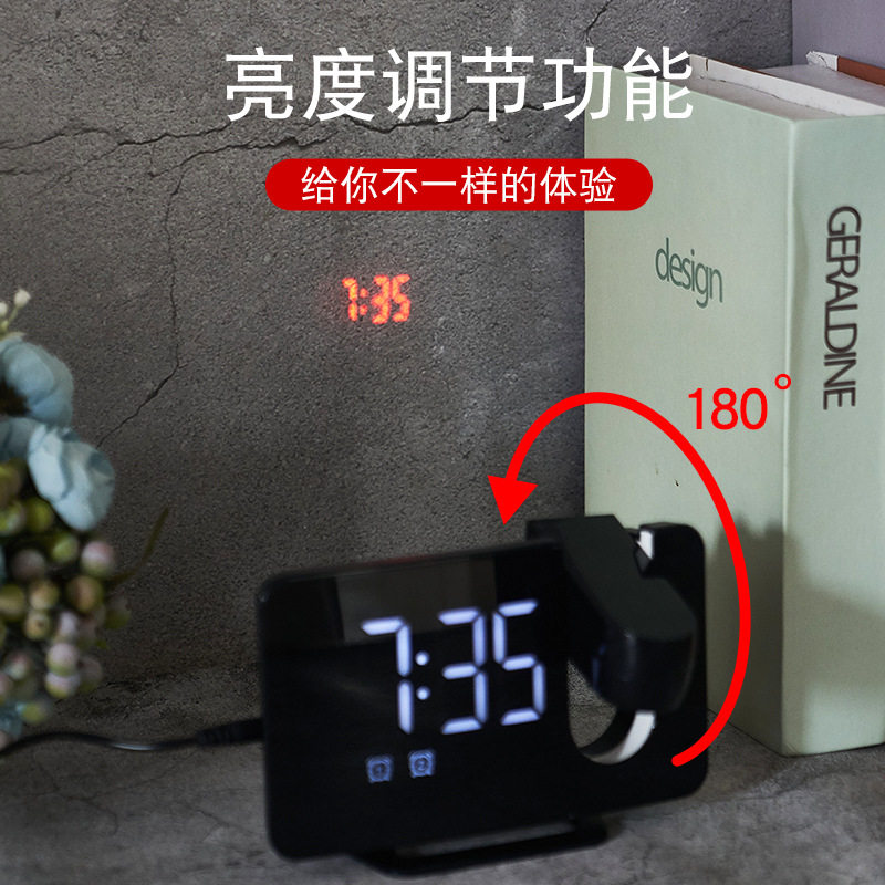 收音机电子投影时钟led墙上天花板射卧室数字客厅表闹时间桌面