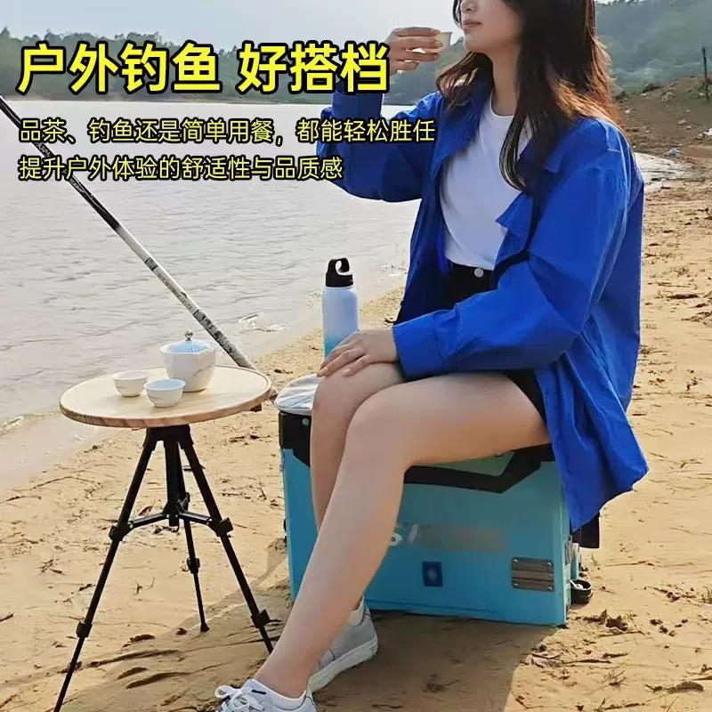 胡桃木车载悬浮桌板蔚来小茶桌理想小桌板旋转实木餐桌办公露营桌