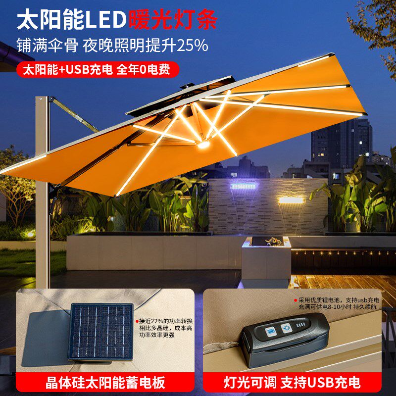 户外遮阳伞庭院露天阳台别墅花园大太阳伞棚商用室外五吊杆罗马伞