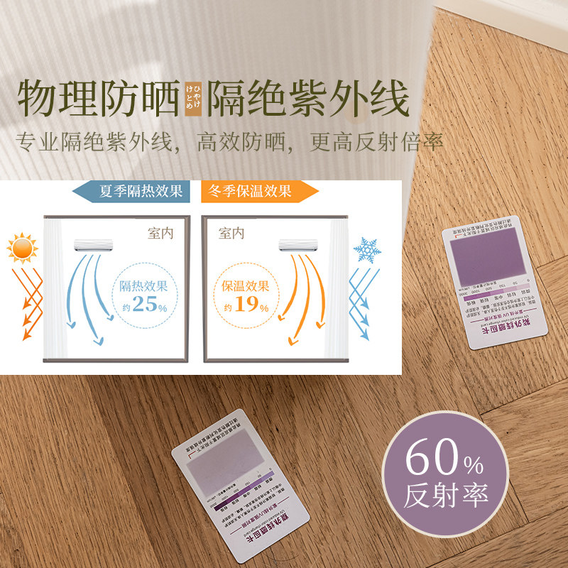 隔热防晒镜面纱纱帘透光不透人阳台遮阳窗帘飘窗白纱白色免打孔