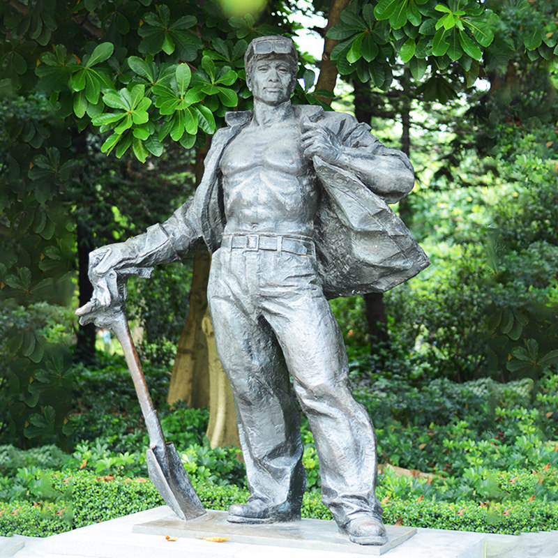 定制铸铜抽象艺术雕塑玻璃钢农民人物雕像户外城市园林景观摆件