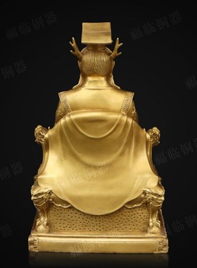 纯铜龙王广济龙王坐像黄铜摆件室内寺庙东海龙王供奉神像摆放用品