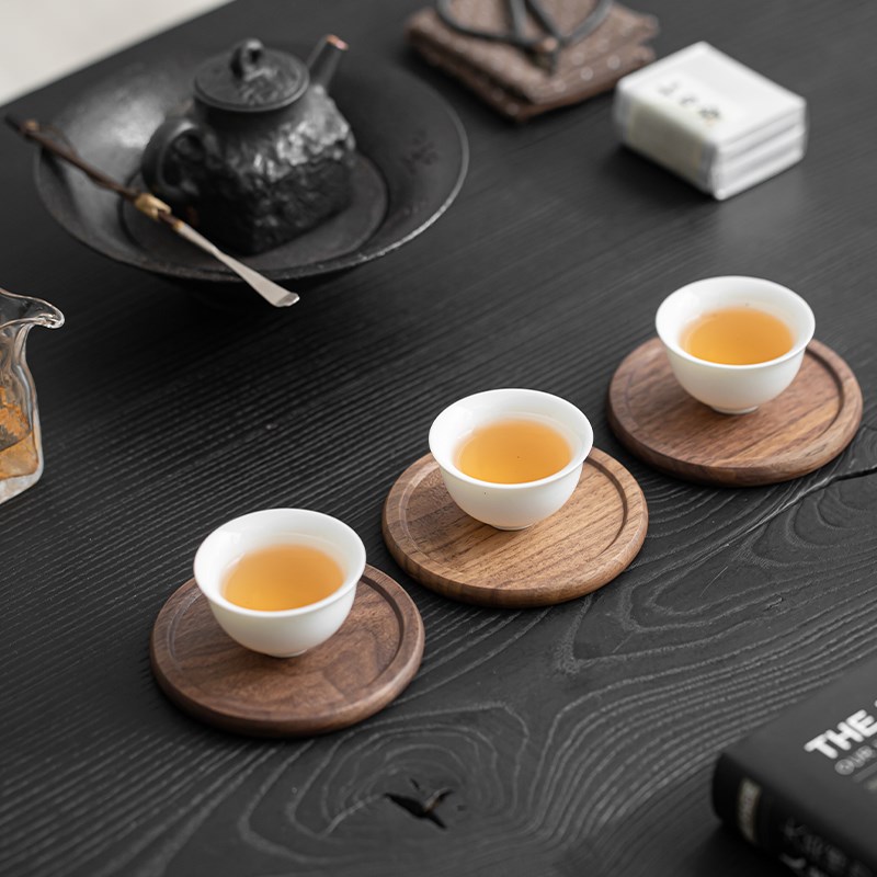 胡桃木茶杯垫防烫杯托办公室隔热垫茶道杯垫高档功夫茶具配件套装