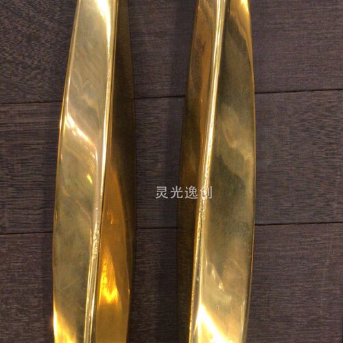 中古wuone灵光逸创黄铜加长把手一对轻奢金色大门拉手复古门手