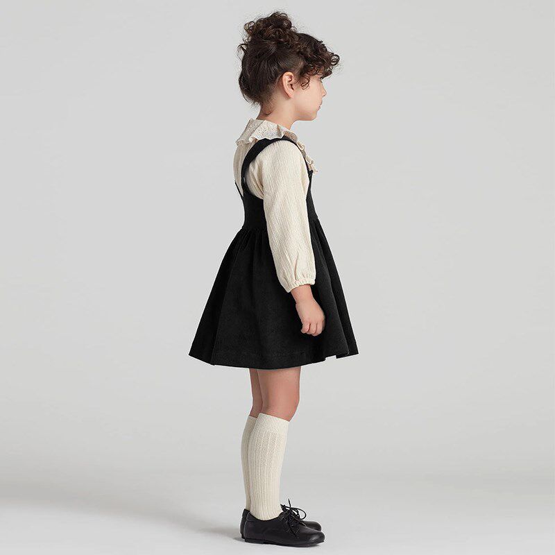 女童春季灯芯绒背带裙2025宝宝周岁生日洋气背心裙酒红色连衣裙