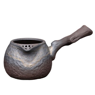 粗陶侧把公道杯干烧烤茶罐大容量陶瓷煮茶壶可加热明火分茶器日式