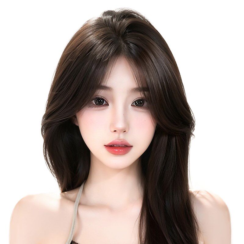 刘海假发女片头顶真发补发遮白发自然增发量蓬松高颅顶轻薄假发片