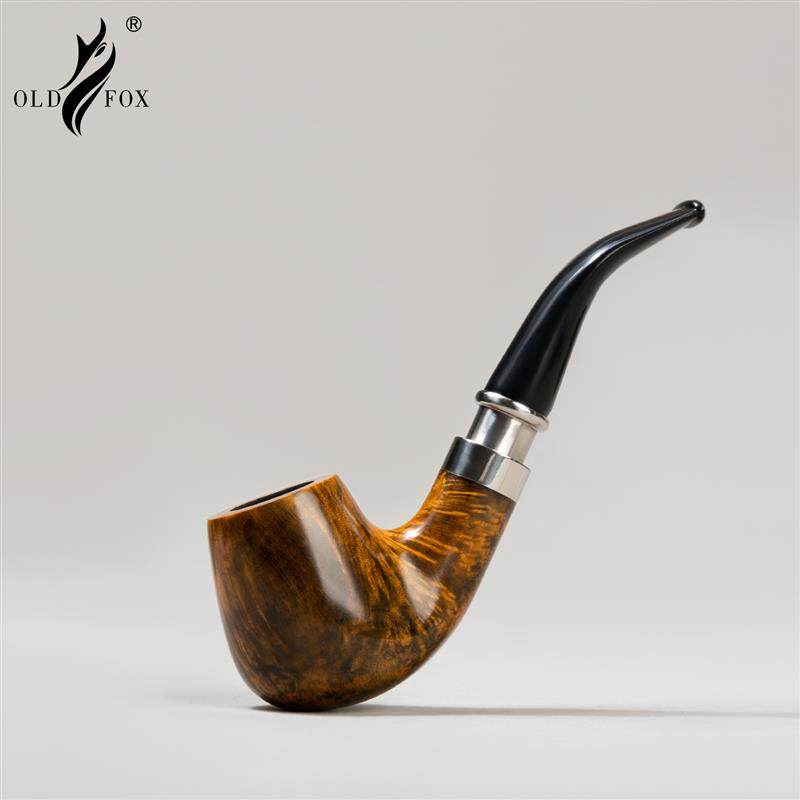 老狐狸精品实木烟斗进口石楠木9mm过滤芯烟道硫化橡胶烟嘴