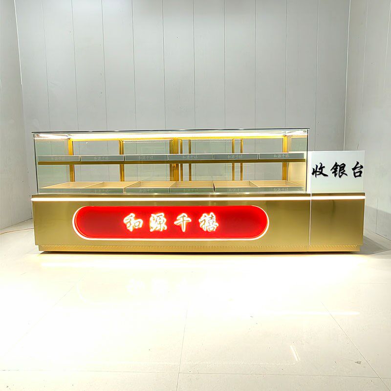 高档大理石糕点展示柜玻璃柜蛋糕冷藏商用柜台桃酥展柜实木面包柜