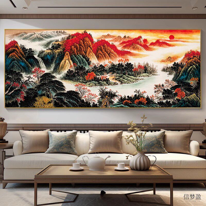 鸿运当头钻石绣贴钻十字绣5d钻石画满钻新款客厅2026旭日东升山水