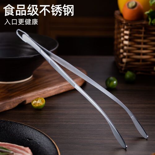 不锈钢烤肉夹厨房专用食品夹子牛排烹饪韩式食物烧烤家用加长煎夹