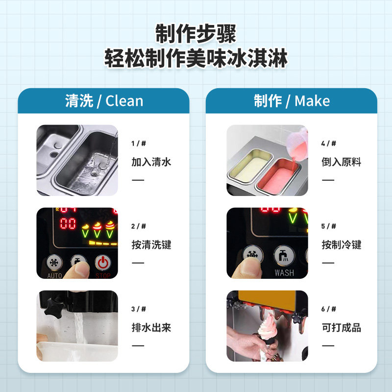冰淇淋机摆摊商用冰激凌机全自动雪糕机小型台式甜筒机脆皮蛋筒机