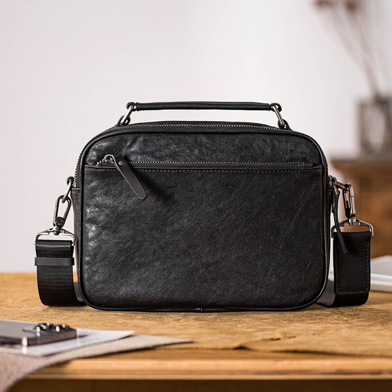 男士手工复古真皮斜挎包休闲邮差包植鞣皮头层牛皮手提单肩包男潮
