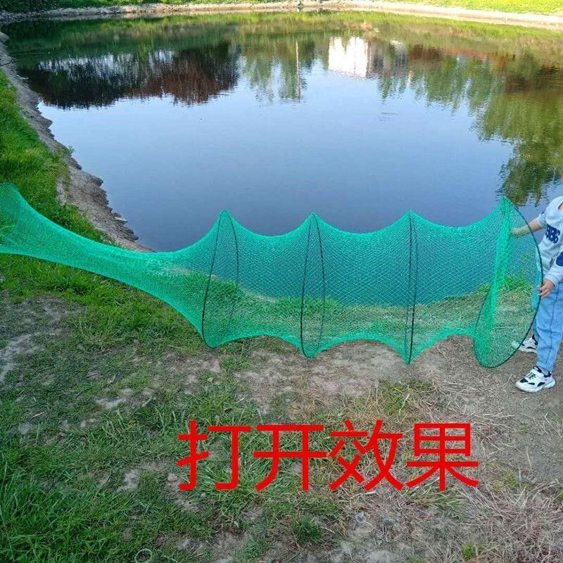超长超大物渔护手工编织渔网可折叠黑坑鱼护鱼网兜防挂加粗尼龙线