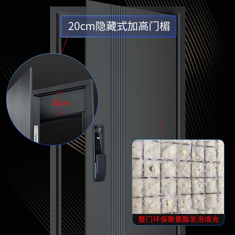防盗门甲级智能门指纹密码智能锁一体家用入户门隔音进户门子母门