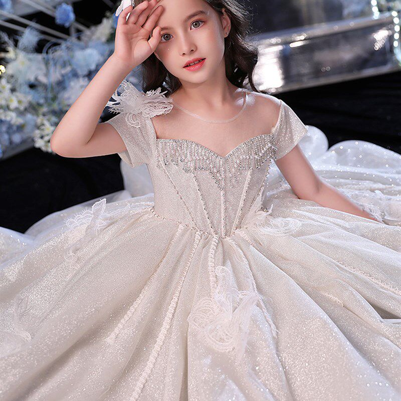 儿童礼服公主裙花童婚礼小女孩蓬蓬纱女童小主持人走秀钢琴演出服