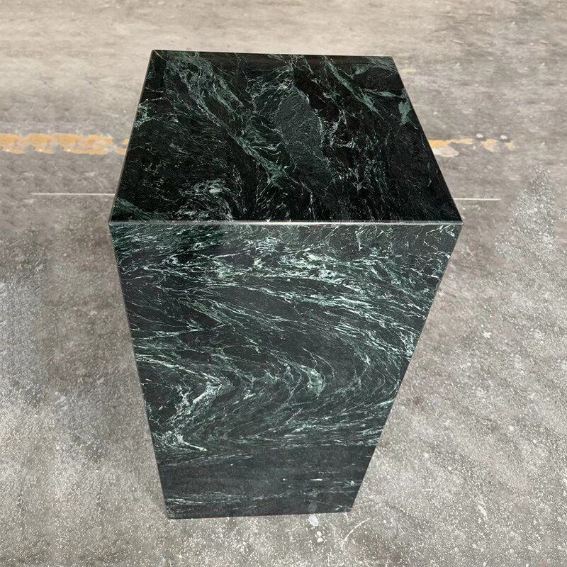 天然大花绿大理石花盆底座入户进门玄关高级感摆件落地装饰雕塑台