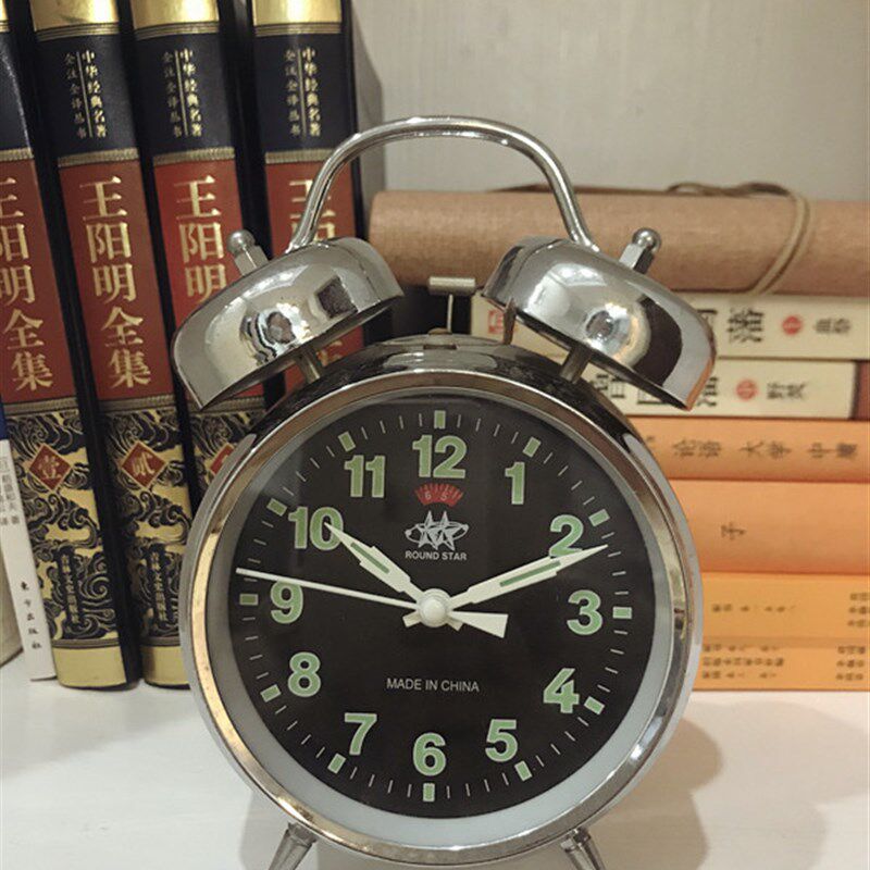 铜机芯 大双铃老式机械闹钟发条双铃学生上弦复古怀旧家居装饰