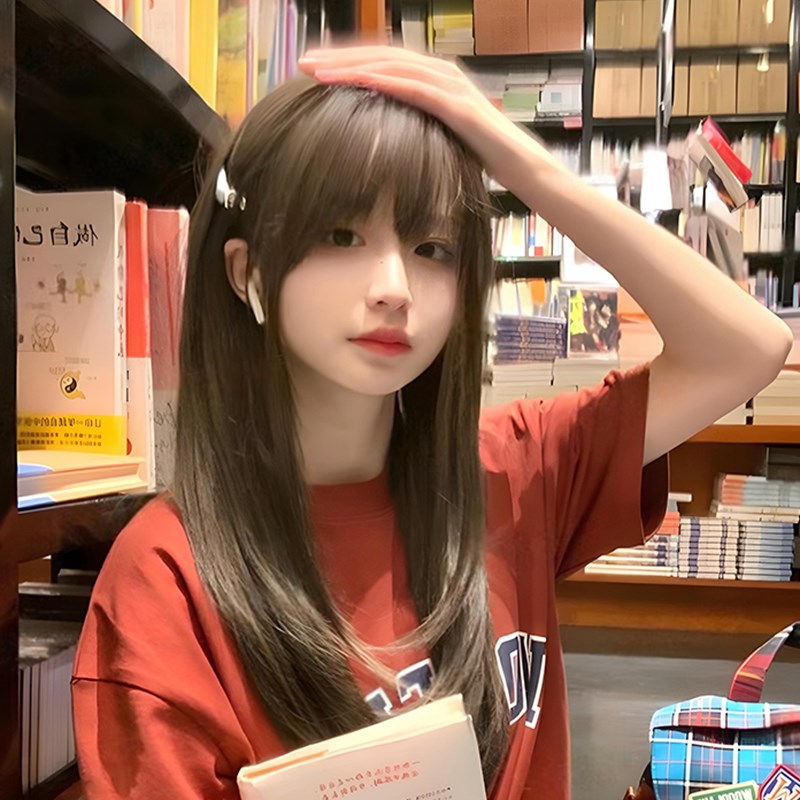 假发女全头套中长发日常黑长直lolita适合圆脸jk空气刘海仿全真发
