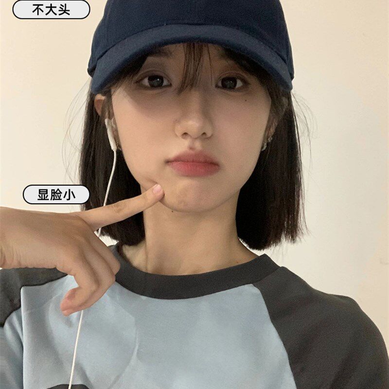 棒球帽假发一体女短发新款大头围显脸小加宽大帽檐时尚百搭鸭舌帽