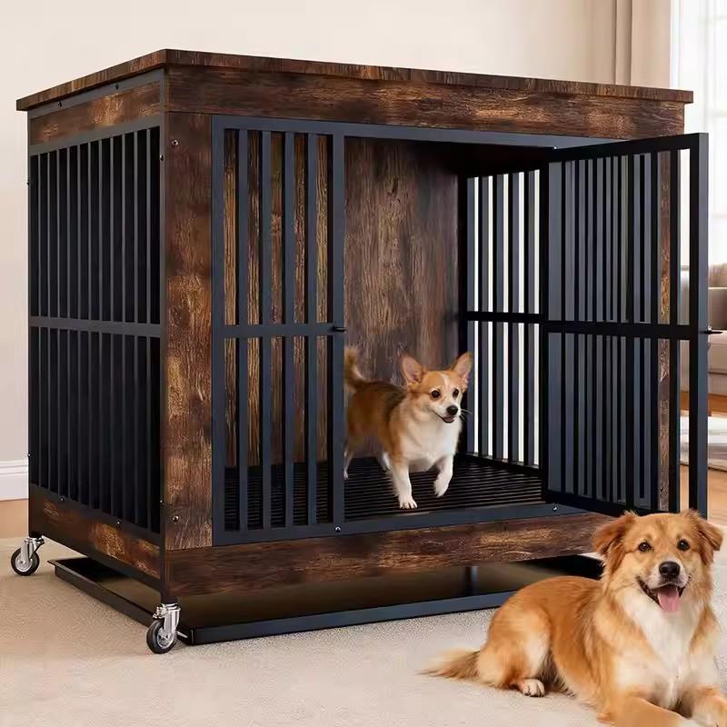 木质狗笼子带厕所大中小型犬金毛柯基萨摩耶宠物室内家具狗别墅笼