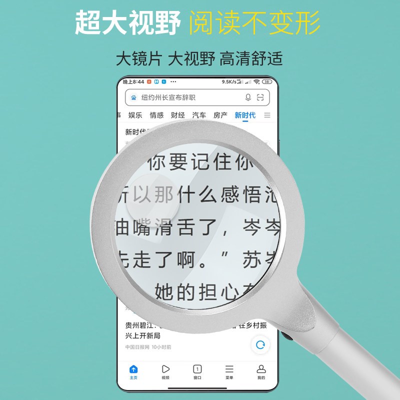 高清光学镜片20倍阅读便携手持放大镜带灯高倍老人看手机地图