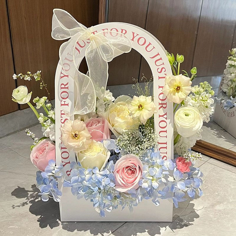 永生花泡泡玫瑰花束送闺蜜高级手提花盒仿真香皂花61节生日礼物