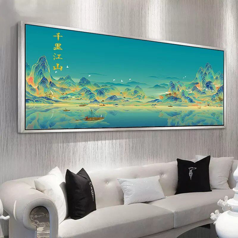 夜景千里江山图十字绣2022新款客厅绣线大幅风景山水画大格绣布绣
