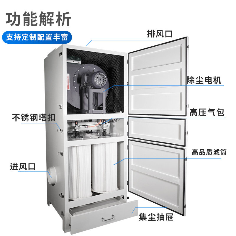 脉冲滤筒除尘器工业移动布袋集尘器设备切割机木工打磨粉尘收集器