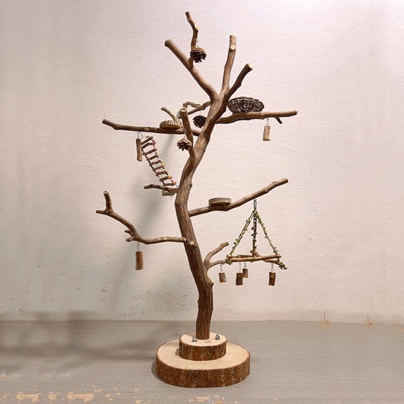 原木鸟架中大型鹦鹉站架树枝小鸟站杆玄凤牡丹太阳鸟用品鸟笼架子