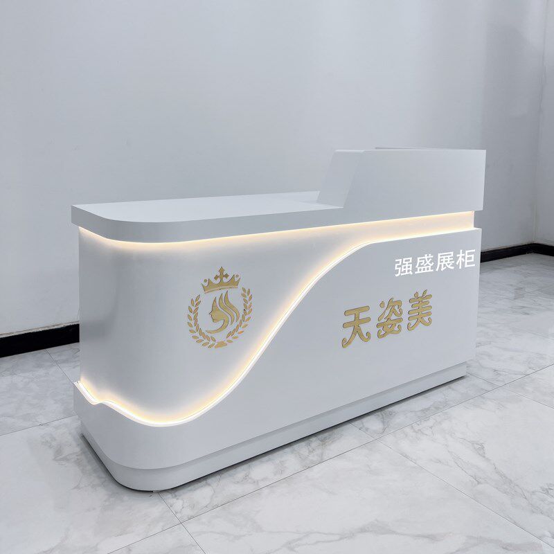 简约化妆品展示柜现代美容院收银台接待台美甲店吧台护肤产品高柜