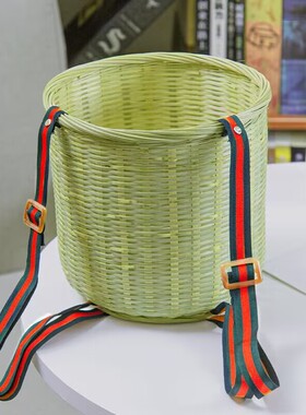 竹编背篓儿童表演舞蹈道具摘茶篓竹制品采茶篓农家纯手工编织箩筐
