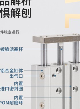 三轴三杆带导杆气缸MGPM12/16X20X25/32/40/50/63-30*60X100X125Z