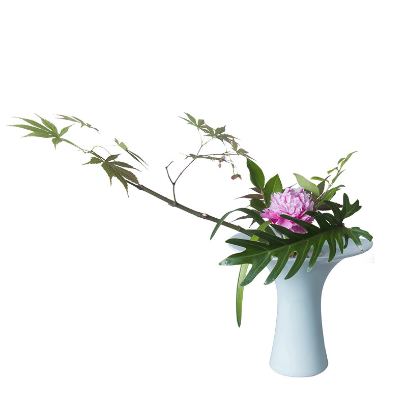 一皿池坊生花立花陶瓷插花器小原流中式花艺草月流花道插花器皿