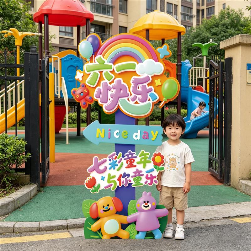 六一儿童节教室布置拍照相框幼儿园61主题活动打卡KT展板摆件道具