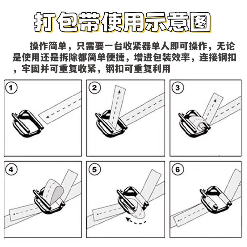 聚酯纤维打包带物流包装手工捆绑用回形打包扣13 16 19 25 32mm